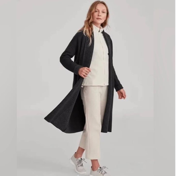 Allbirds Women's Black/Charcoal Duster Wool Cardigan Sweater - Picture 1 of 8